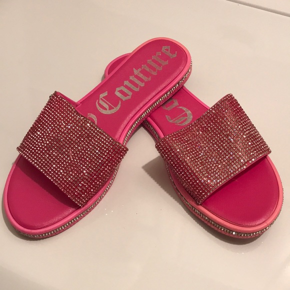 JUICY COUTURE Pink Rhinestone Slide Sandals - Picture 3 of 12